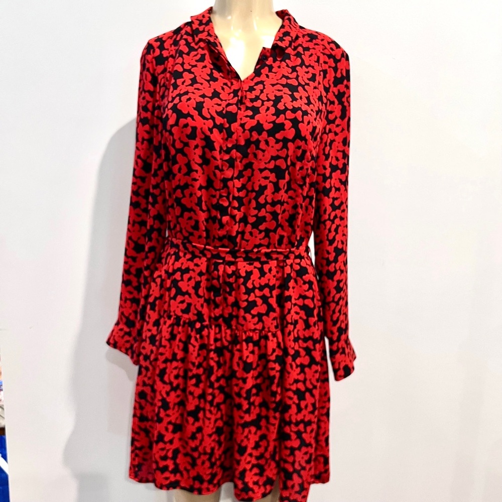 Banana Republic Dress Sz 8 Long Sleeves Hearts Shirtdress